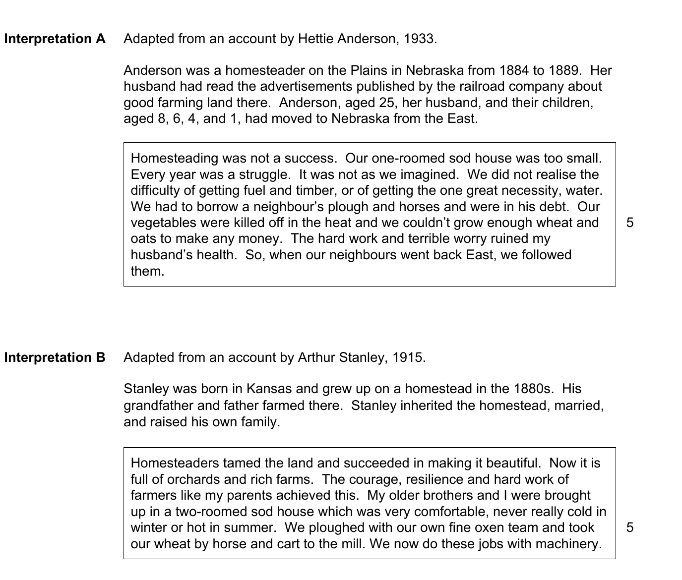 Interpretations A and B